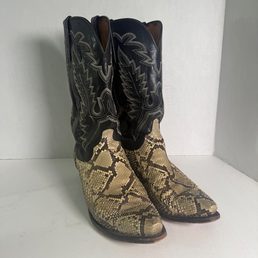 Lucchese 1883 Mens Snake Skin Leather Western Cowboy Boots 10.5 D N7729